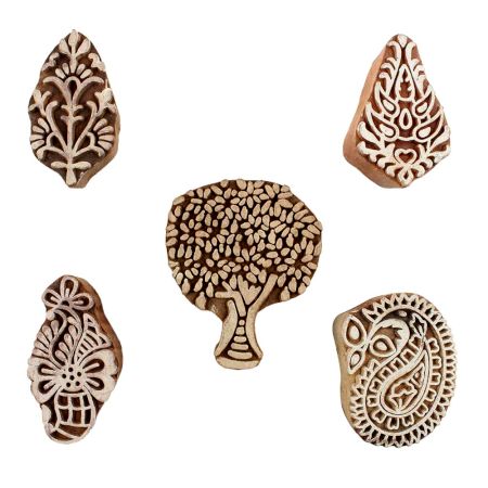 Set of 5 Piece New Mix Wooden Printing Blocks